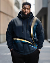 Men's Plus Size Casual Abstract Art Aurora Graphic Zip Hoodie